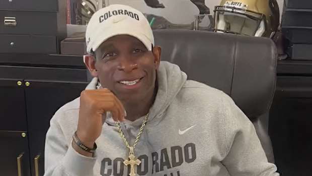 Deion Sanders in his office at Colorado